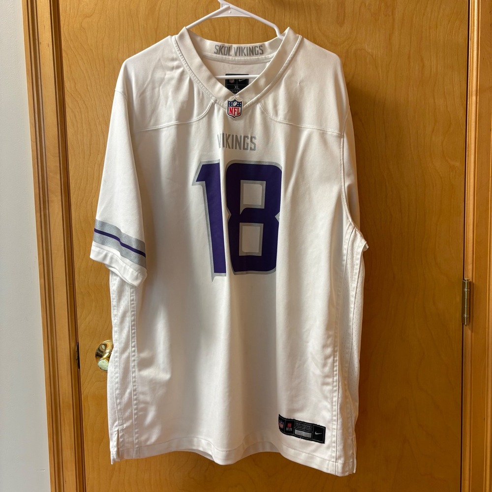 Nike Minnesota Vikings Jersey Mens XL White Justin Jefferson 18 Skol Football